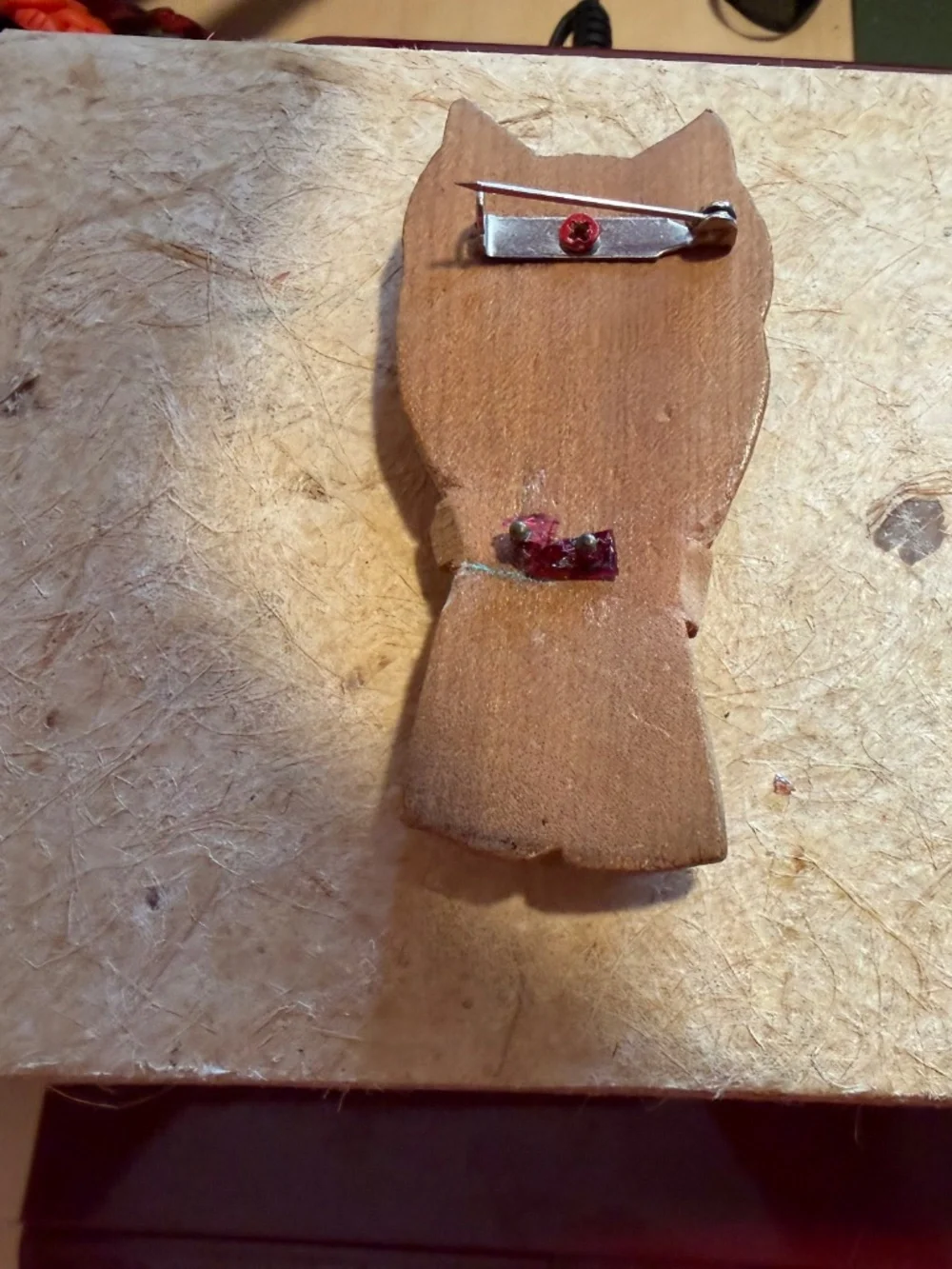 Vintage Carve Wood Brooch